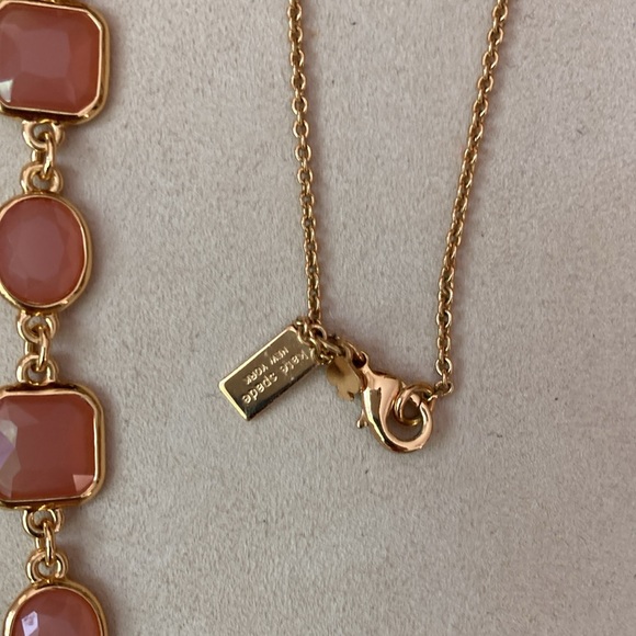 Kate Spade Necklace soft pink faceted stones bezel set in gold plated metal. - Picture 2 of 2
